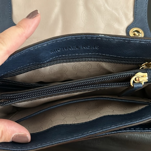 Michael Kors Navy Blue Leather Studded Sloan Shoulder Bag - Picture 5 of 5